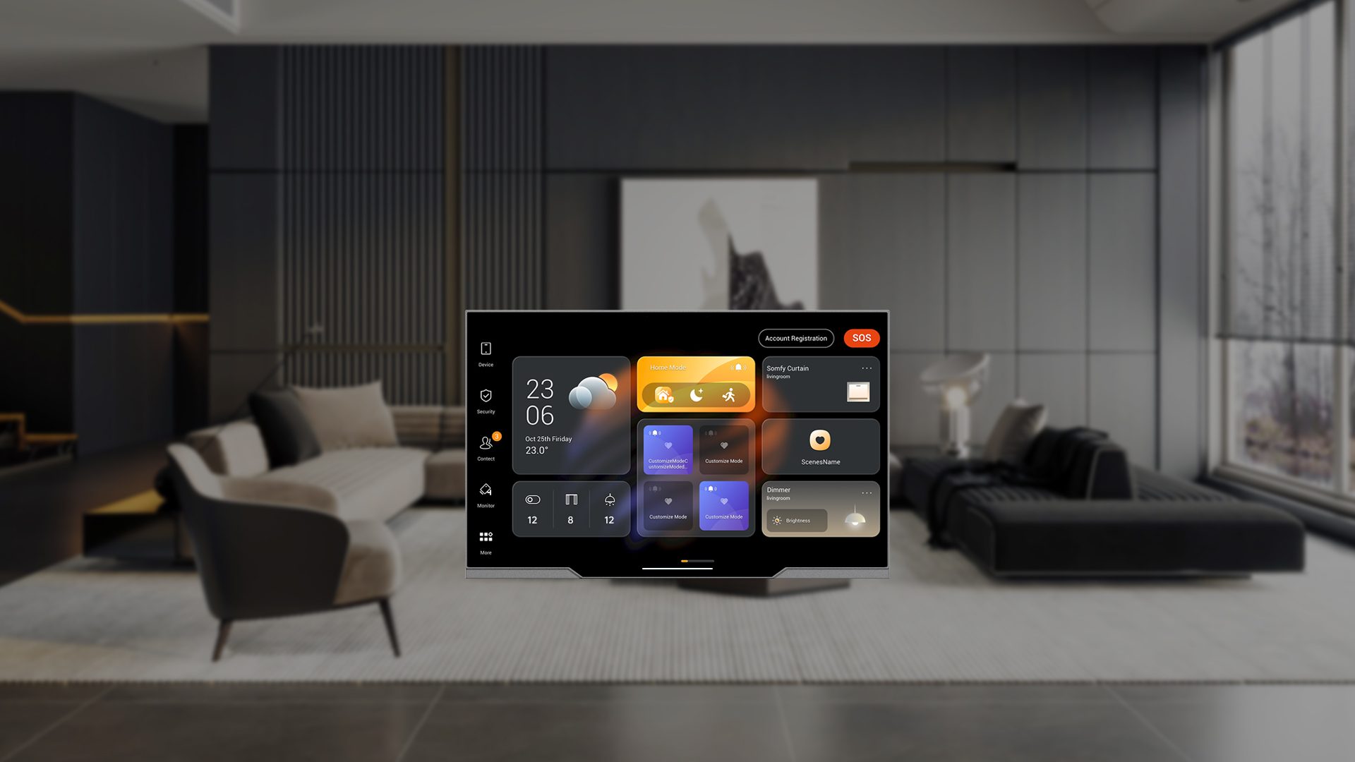 Interfaz del HyPanel Ultra de akubela en una sala